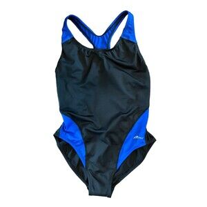 DOLPHIN Womens SWIMSUIT One Piece BLACK Blue XtraSleek Size 40  NWT